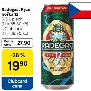 Pivo světlý ležák 12° Ryze hořká Radegast