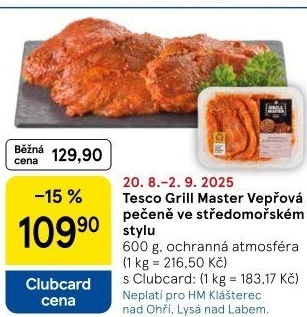 Vepřová pečeně marinovaná Středomoří Grill Master Tesco