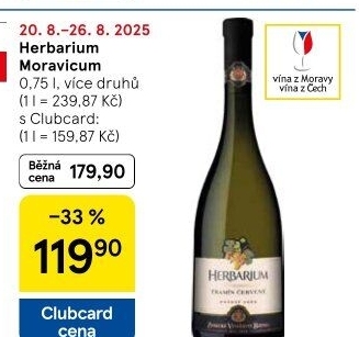 Vína Herbarium Moravicum Zámecké vinařství Bzenec - pozdní sběr