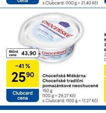 Choceňská Mlékárna Choceňské tradiční pomazánkové neochucené