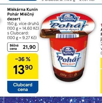 Mlékárna Kunín Pohár Mléčný dezert