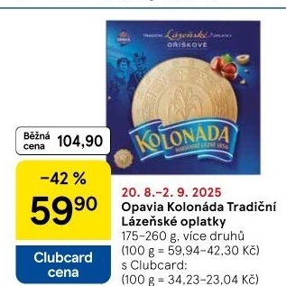 Lázeňské oplatky Kolonáda Opavia