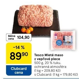 Maso mleté vepřové z plece Tesco