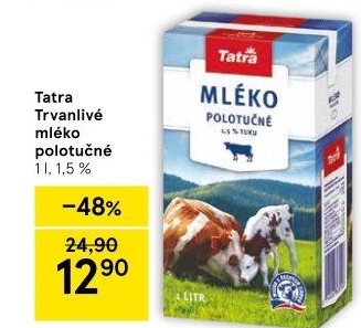 Mléko trvanlivé Tatra - 1,5% polotučné