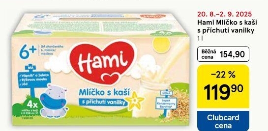 Mlíčko s kaší Hami