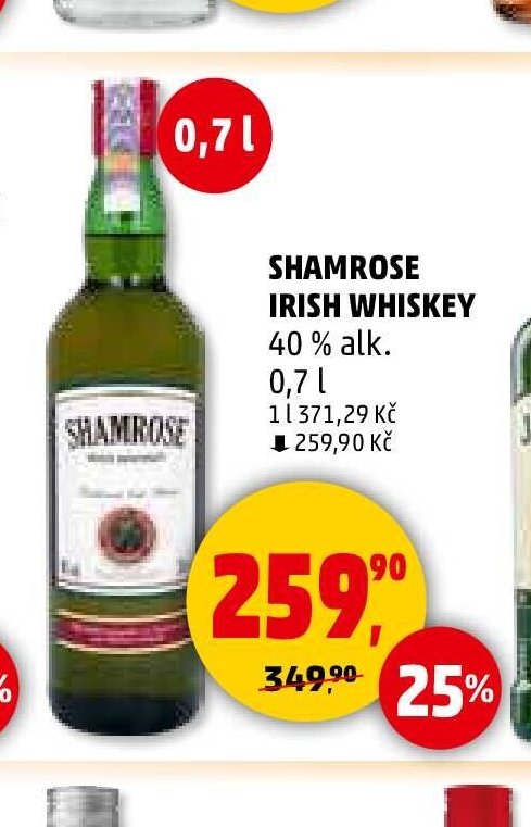 SHAMROSE IRISH WHISKEY 40% alk.