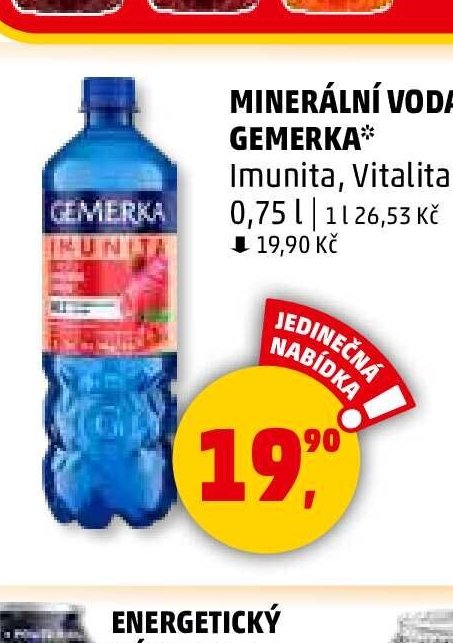 Minerální voda Gemerka Imunita, Vitalita