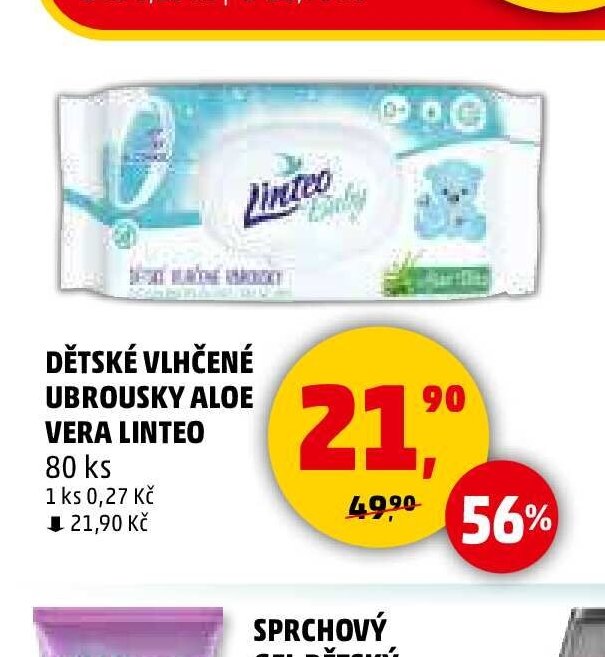DĚTSKÉ VLHČENÉ UBROUSKY ALOE VERA LINTEO 80 ks