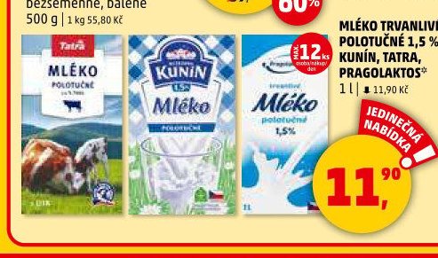 Mléko trvanlivé polotučné 1,5 % 1 l