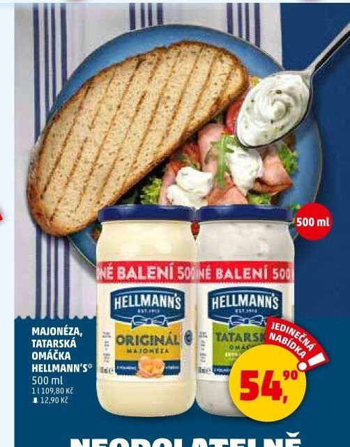 MAJONÉZA, TATARSKÁ OMÁČKA HELLMANN'S 500 ml - Penny Market akcniletaky.com