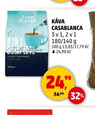 Káva Casablanca 3 v 1, 2 v 1 180/140 g