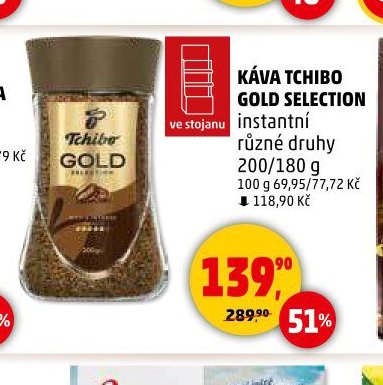 Káva Tchibo Gold Selection instantní 200/180 g