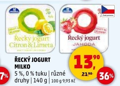 Ochucený jogurt řecký 0% Milko