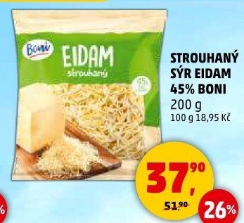 Sýr Eidam 45% strouhaný Boni