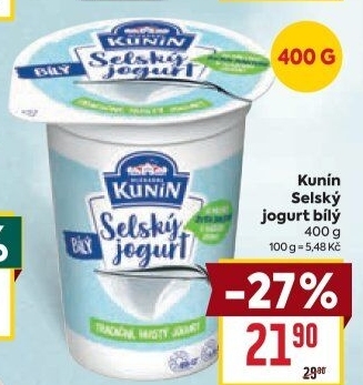Bílý jogurt selský Mlékárna Kunín