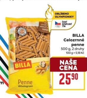 Těstoviny celozrnné Billa
