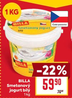 Bílý jogurt smetanový Billa