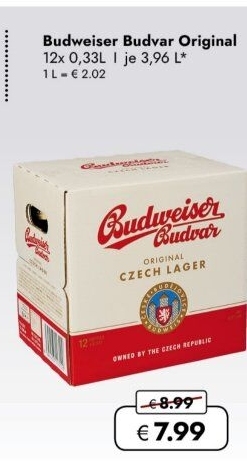 Pivo světlý ležák Original Budweiser Budvar