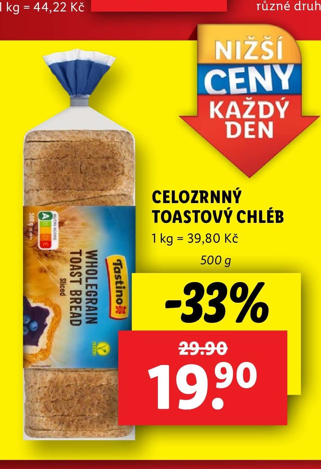 Tastino Celozrnný toastový chléb
