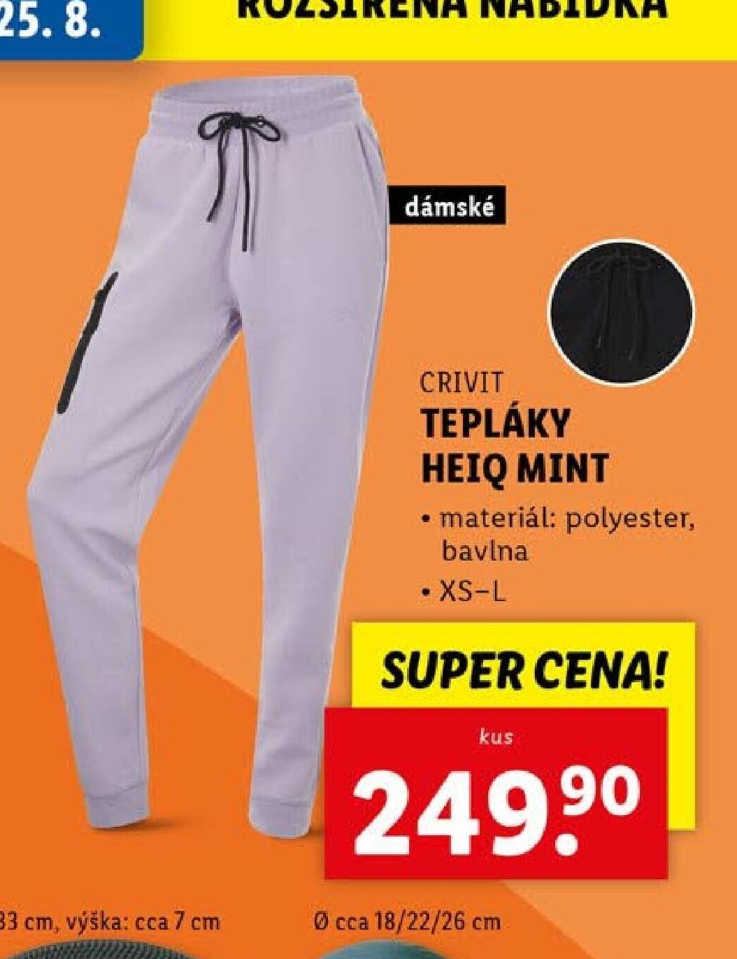 CRIVIT TEPLÁKY HEIQ MINT
