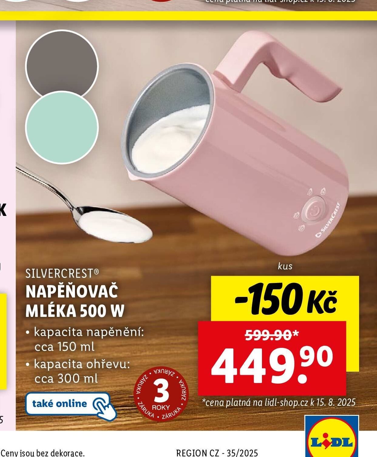SILVERCREST® NAPĚŇOVAČ MLÉKA 500 W