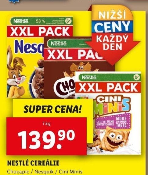 Nestlé cereálie (Chocapic / Nesquik / Cini Minis)