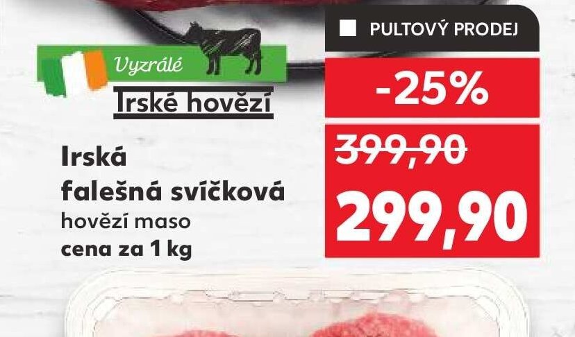 Irská falešná svíčková cena za 1 kg