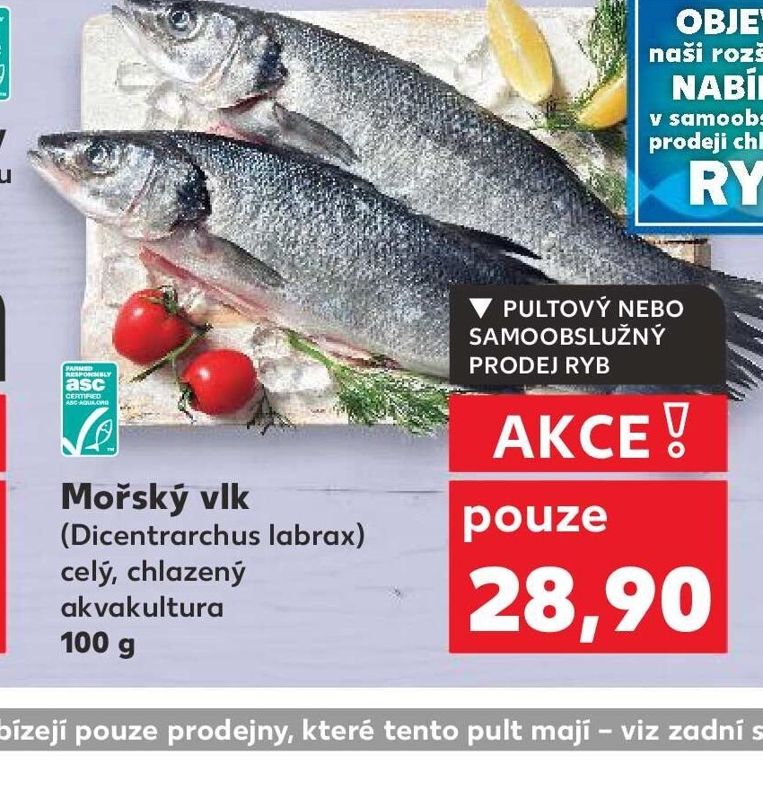 Mořský vlk celý chlazený akvakultura 100 g