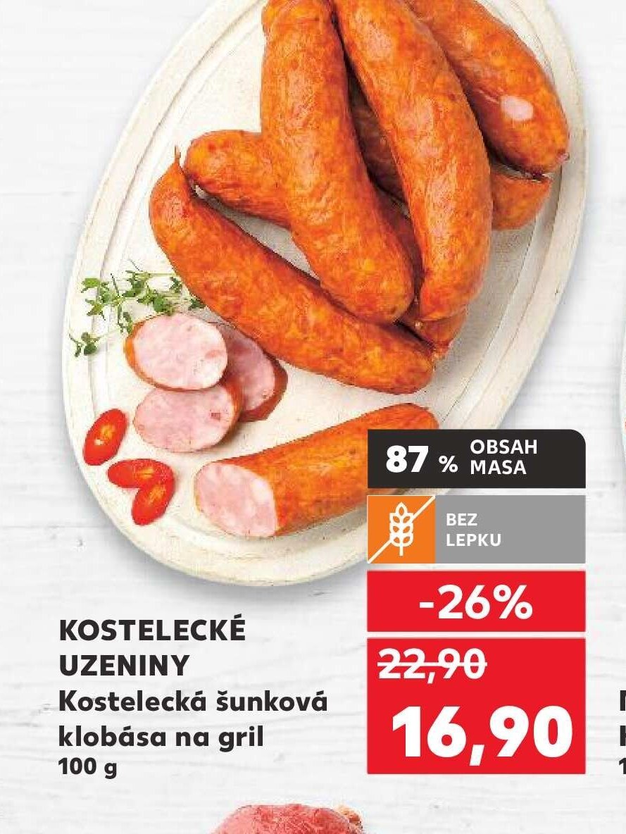 KOSTELECKÉ UZENINY Kostelecká šunková klobása na gril