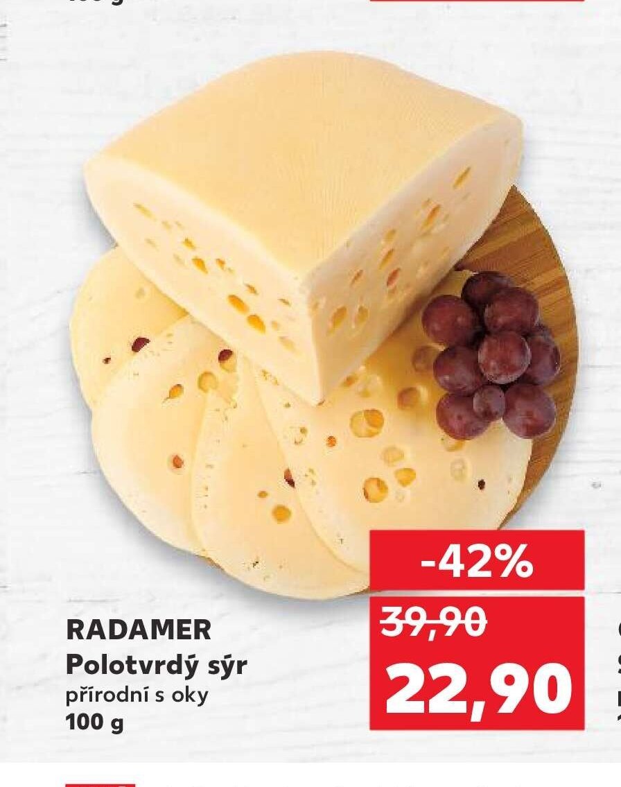 RADAMER Polotvrdý sýr přírodní s oky