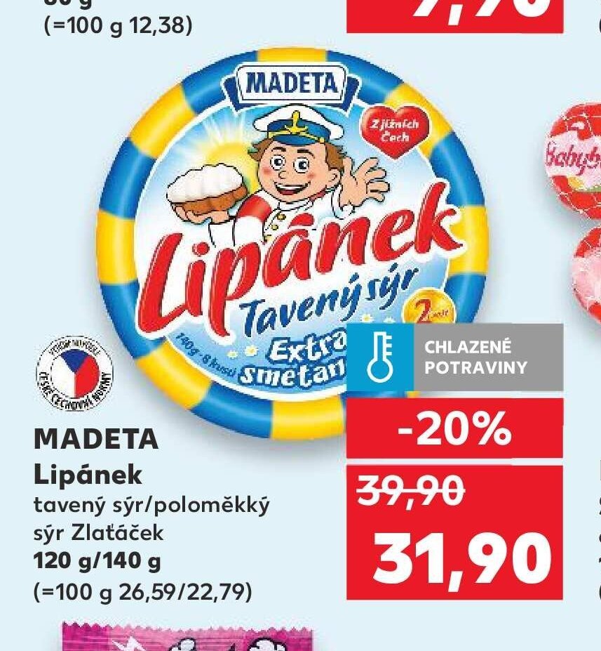 MADETA Lipánek tavený sýr/poloměkký sýr Zlatáček 120 g