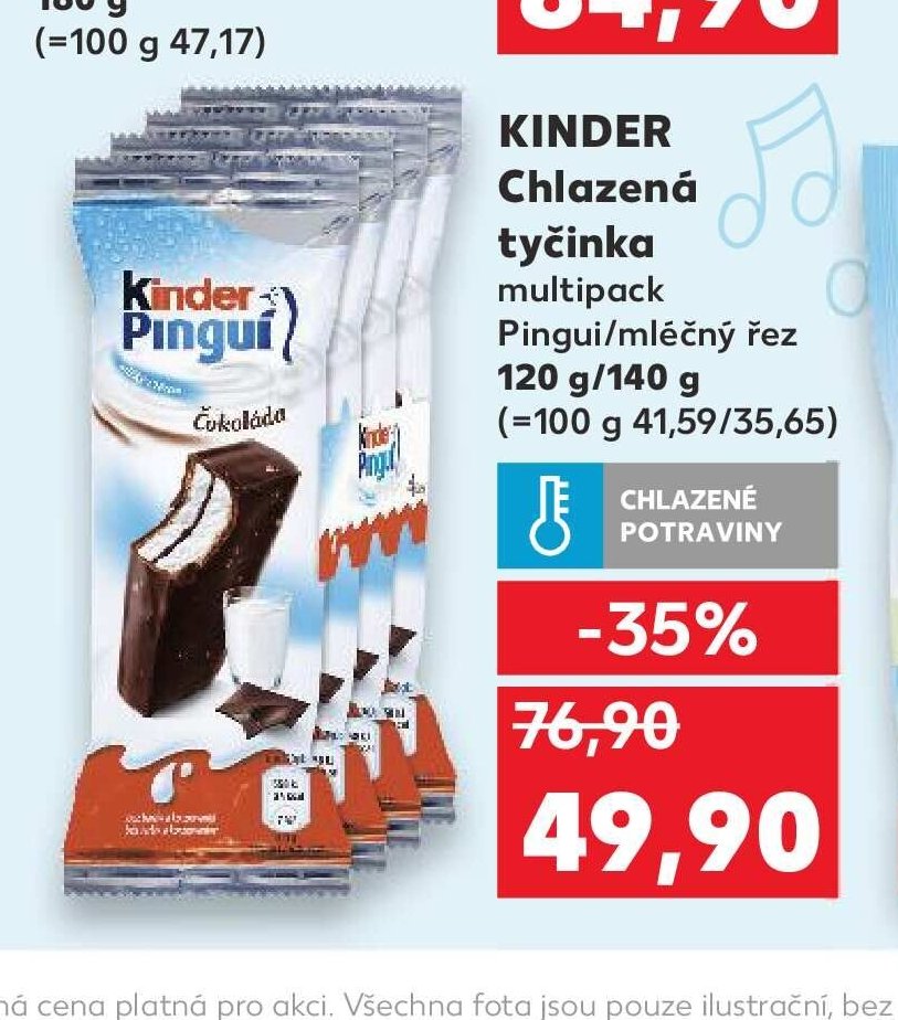 KINDER Chlazená tyčinka multipack Pingui/mléčný řez 120 g/140 g