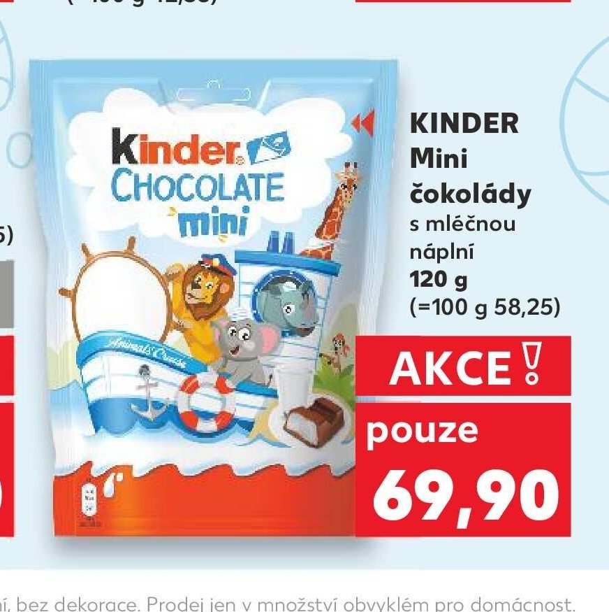 KINDER Mini čokolády s mléčnou náplní 120 g