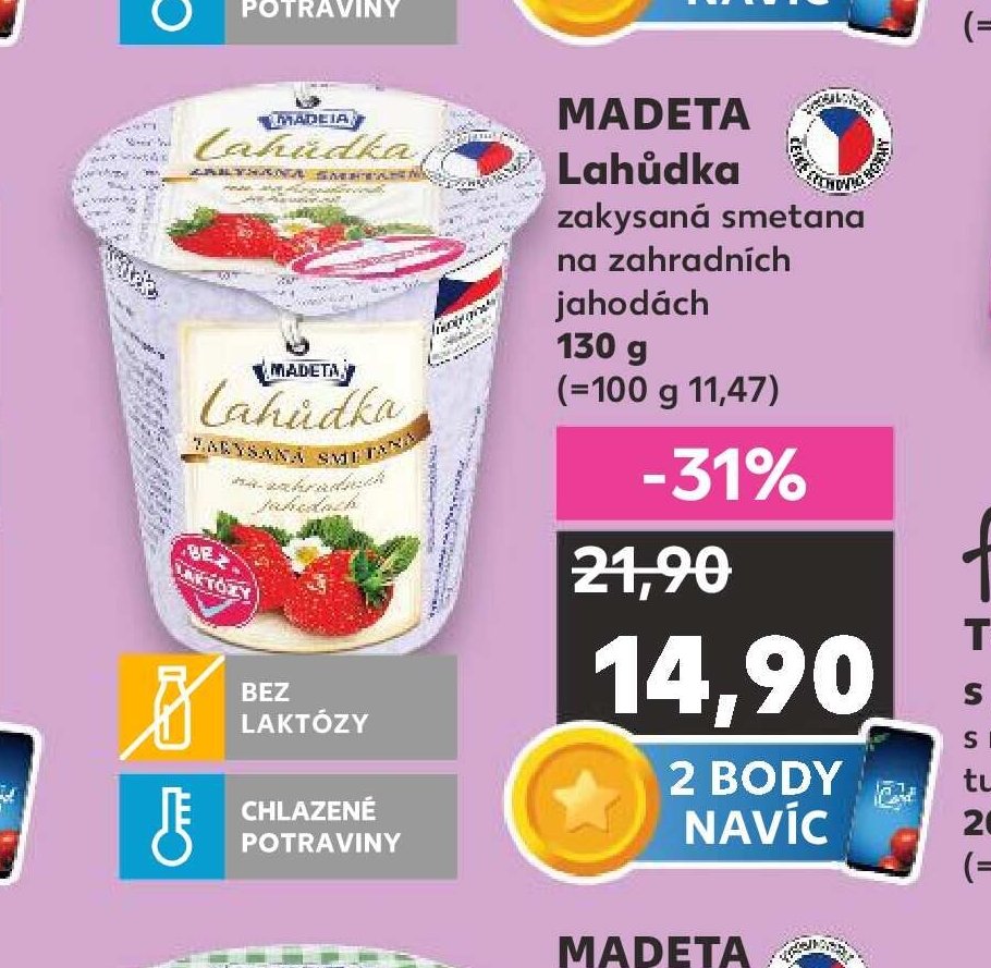 MADETA Lahůdka zakysaná smetana na zahradních jahodách 130 g