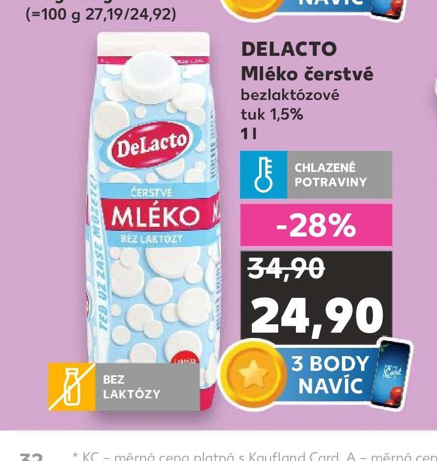 DELACTO Mléko čerstvé 1 l