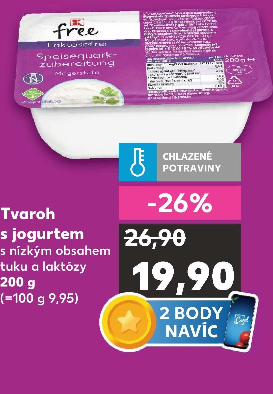 Tvaroh s jogurtem s nízkým obsahem tuku a laktózy 200 g - Kaufland akcniletaky.com