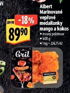 Albert Marinované vepřové medailonky mango a kokos