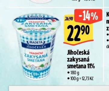 Jihočeská zakysaná smetana 11%