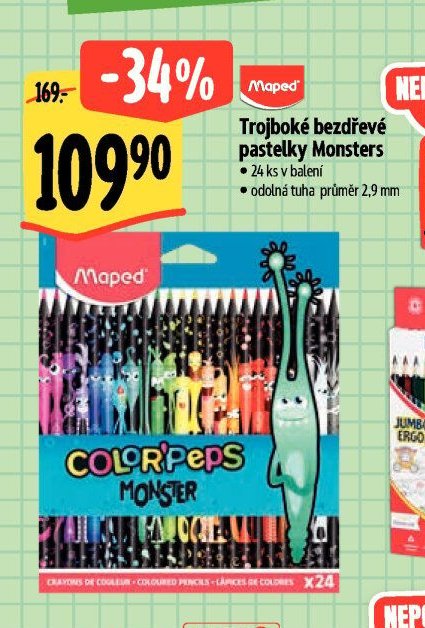 Trojboké bezdřevé pastelky Monsters