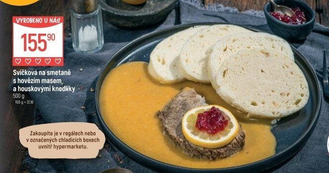 Svíčková na smetaně s hovězím masem a houskovými knedlíky
