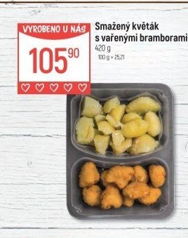 Smažený květák s vařenými bramborami