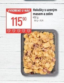 Halušky s uzeným masem a zelím