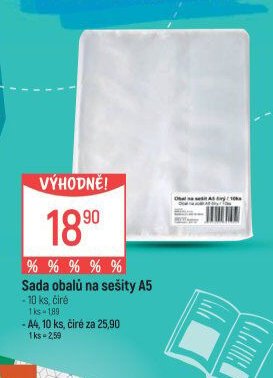 Sada obalů na sešity A5