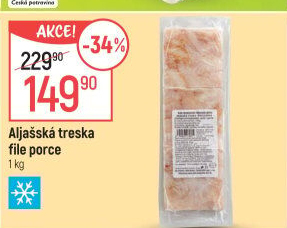 Aljašská treska filé mražená