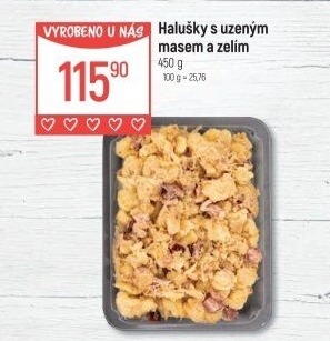 Halušky s uzeným masem a zelím Globus