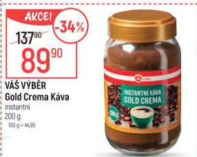Instantní káva Gold Crema Váš Výběr