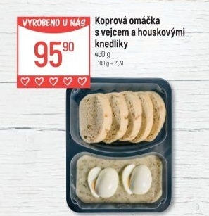 Koprová omáčka s vejcem a knedlíky Globus