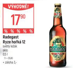 Pivo světlý ležák 12° Ryze hořká Radegast