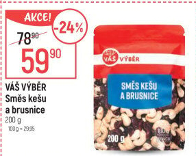 Směs kešu a brusnice Váš Výběr