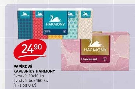 Kapesníčky papírové 2vrstvé Harmony - box
